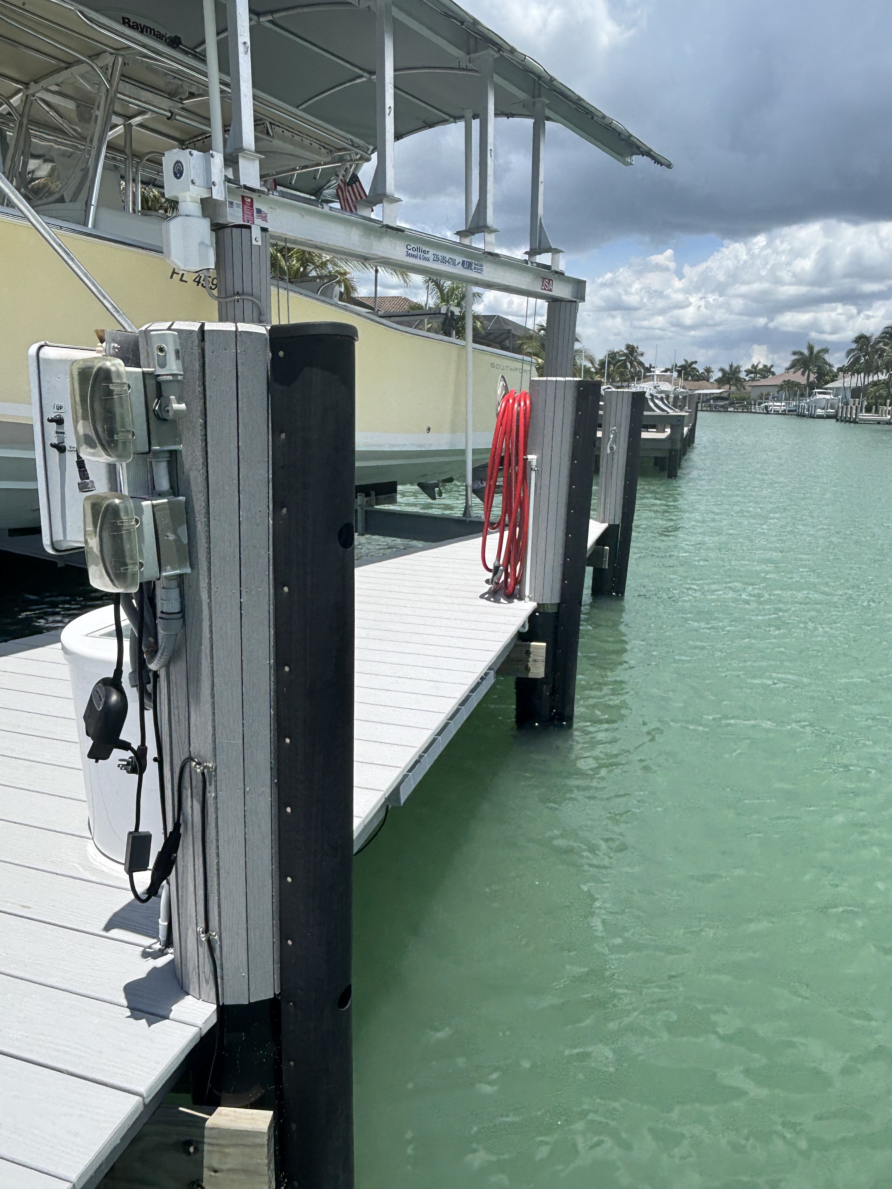 Piling caps, bumpers and hose holders — the small details that protect the boat and dock.